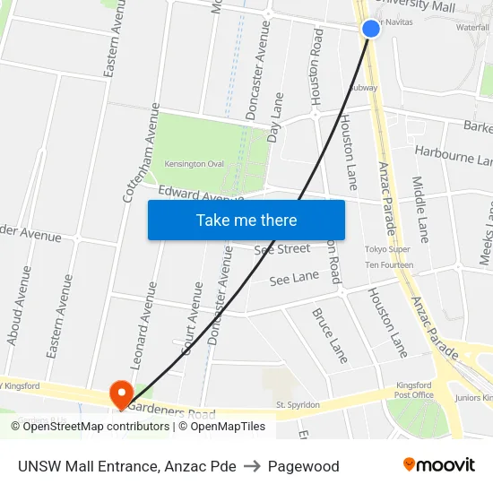 UNSW Mall Entrance, Anzac Pde to Pagewood map