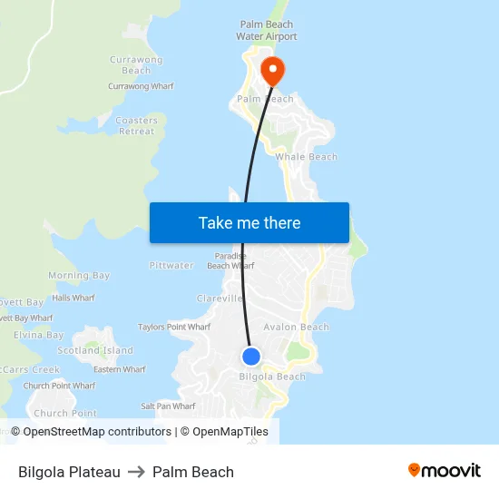 Bilgola Plateau to Palm Beach map