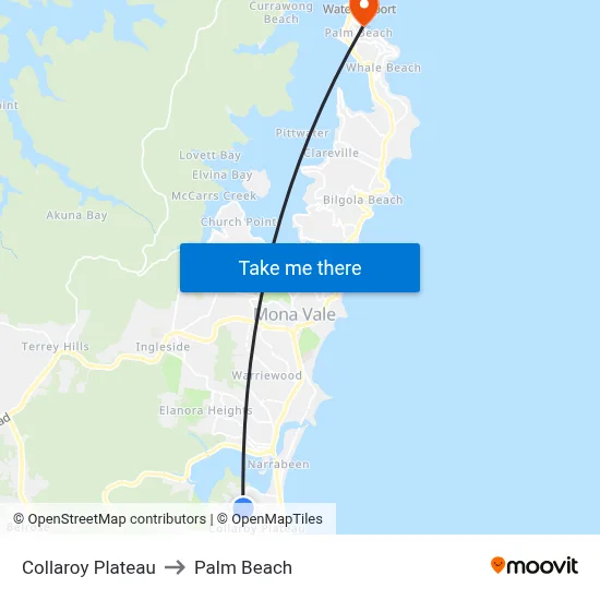Collaroy Plateau to Palm Beach map