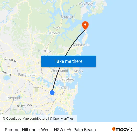 Summer Hill (Inner West - NSW) to Palm Beach map