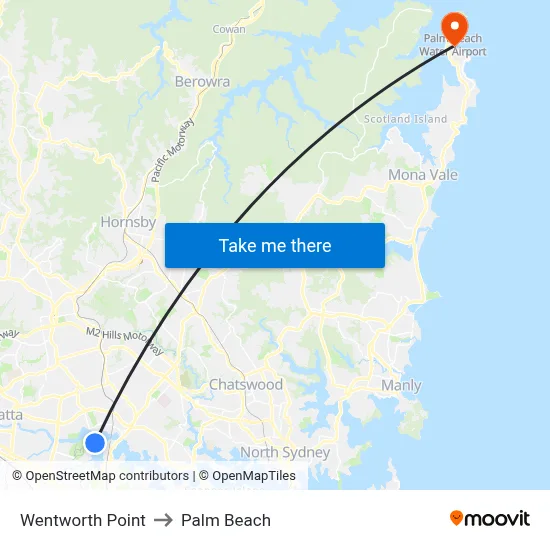 Wentworth Point to Palm Beach map