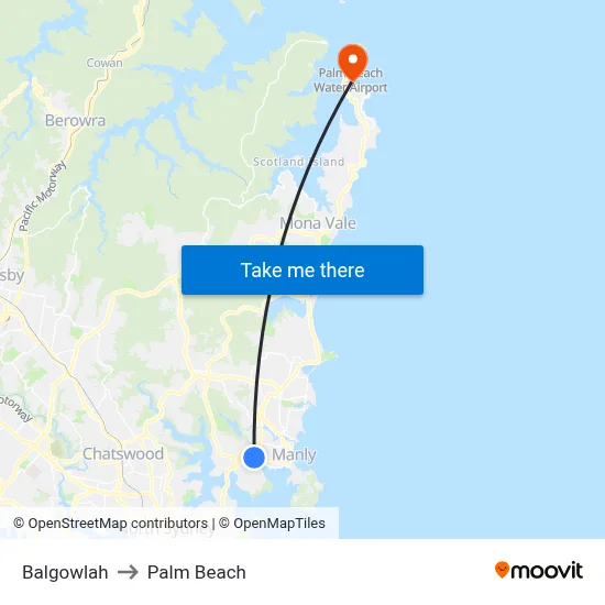Balgowlah to Palm Beach map