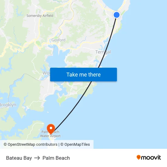 Bateau Bay to Palm Beach map