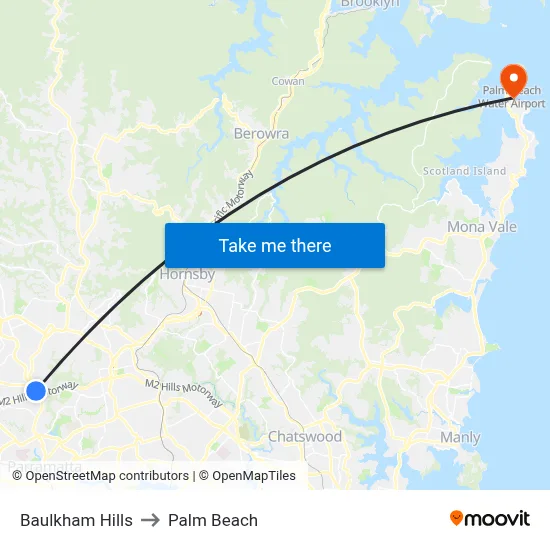 Baulkham Hills to Palm Beach map