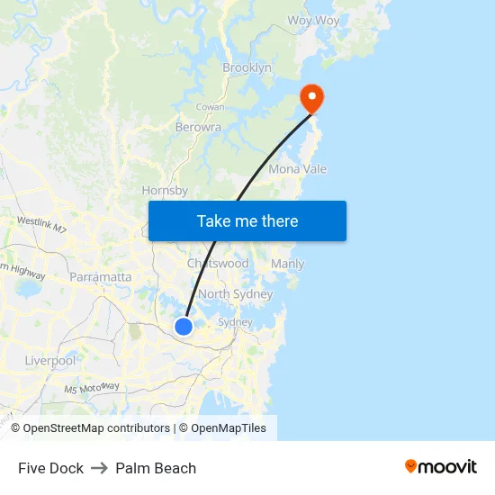 Five Dock to Palm Beach map