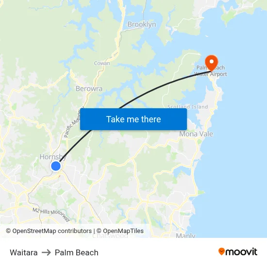 Waitara to Palm Beach map
