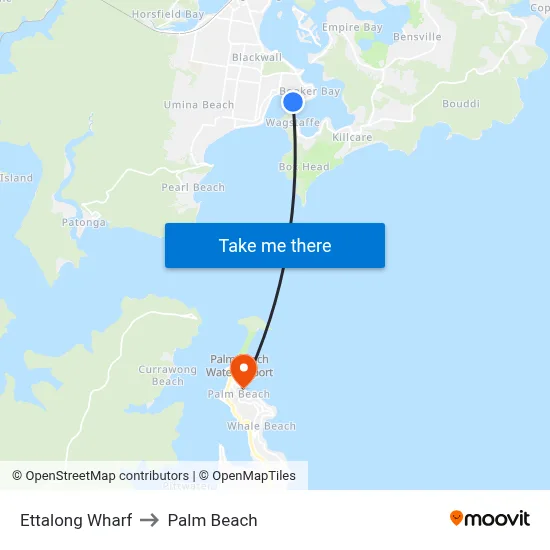 Ettalong Wharf to Palm Beach map