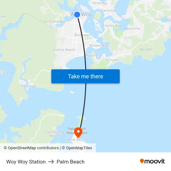 Woy Woy Station to Palm Beach map