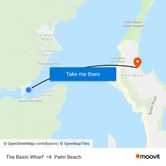 The Basin Wharf to Palm Beach map