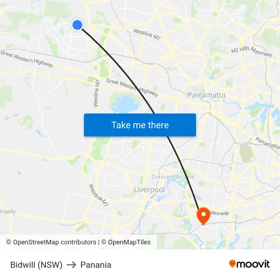 Bidwill (NSW) to Panania map