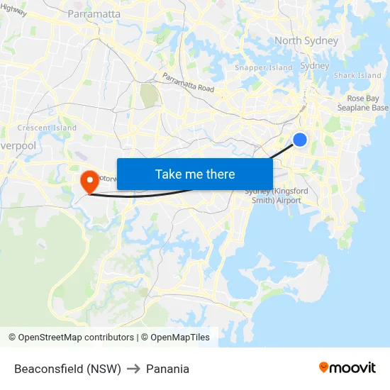 Beaconsfield (NSW) to Panania map