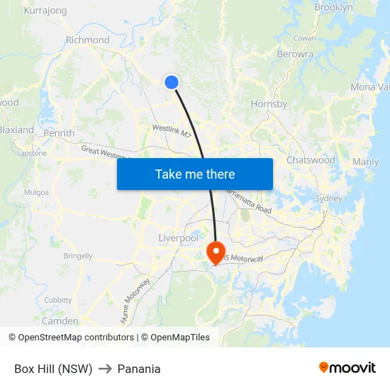 Box Hill (NSW) to Panania map