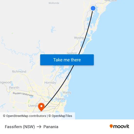 Fassifern (NSW) to Panania map