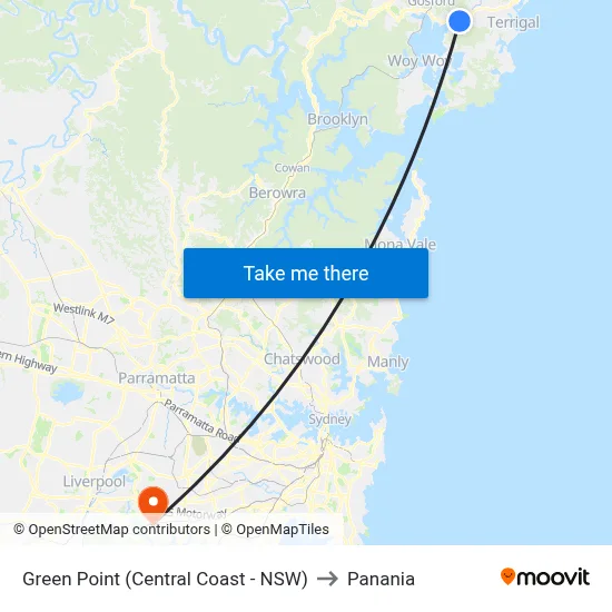 Green Point (Central Coast - NSW) to Panania map