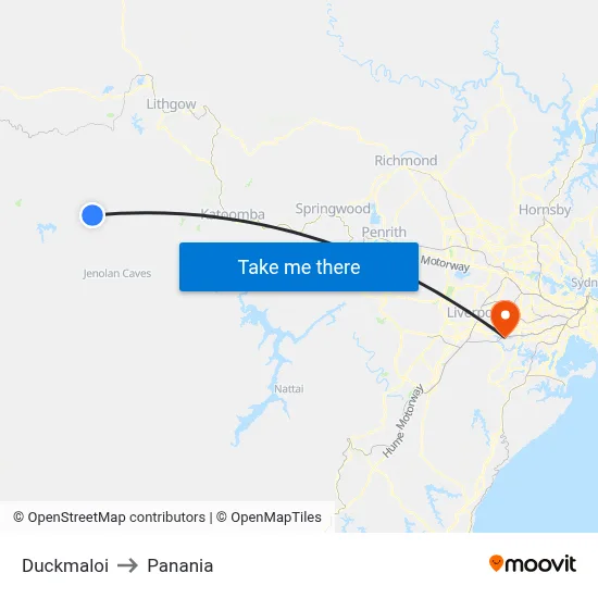 Duckmaloi to Panania map