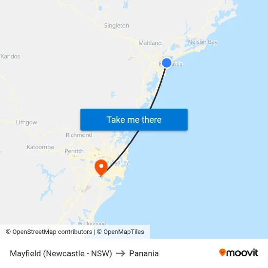 Mayfield (Newcastle - NSW) to Panania map
