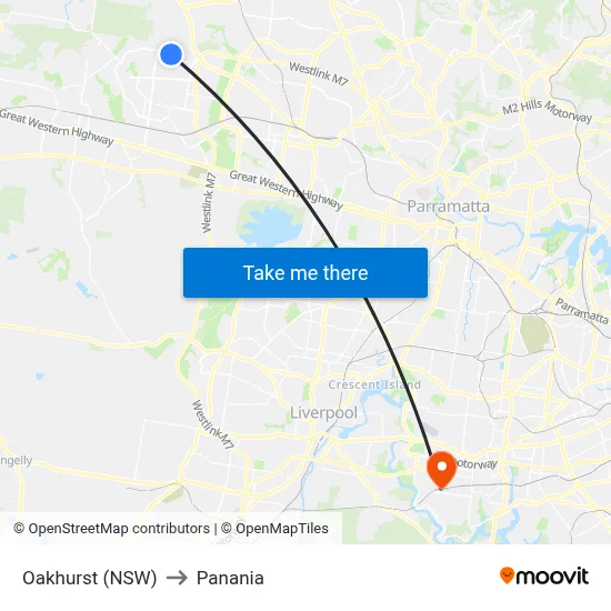 Oakhurst (NSW) to Panania map