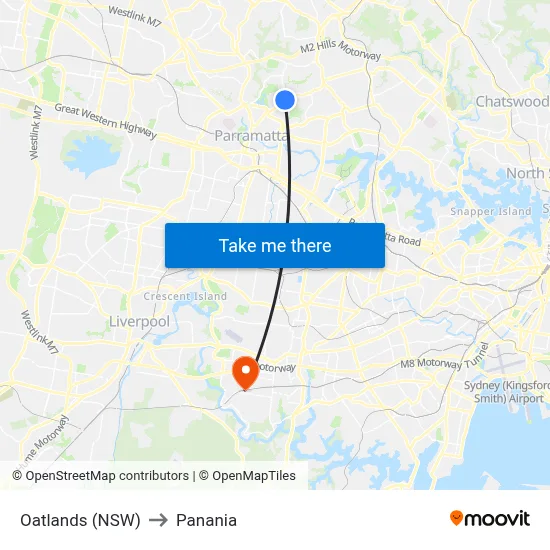 Oatlands (NSW) to Panania map