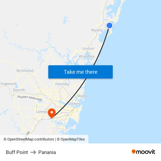 Buff Point to Panania map