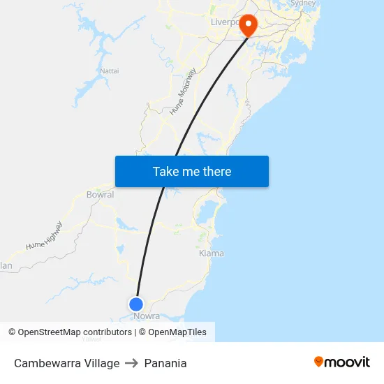 Cambewarra Village to Panania map