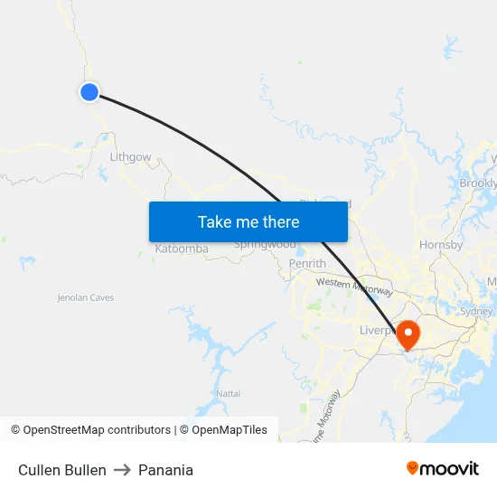 Cullen Bullen to Panania map