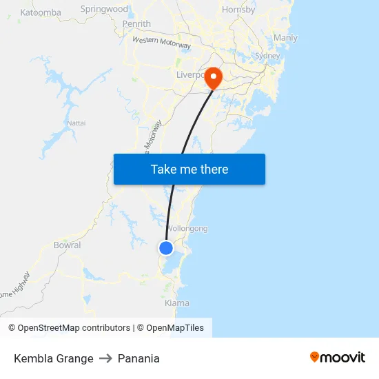 Kembla Grange to Panania map