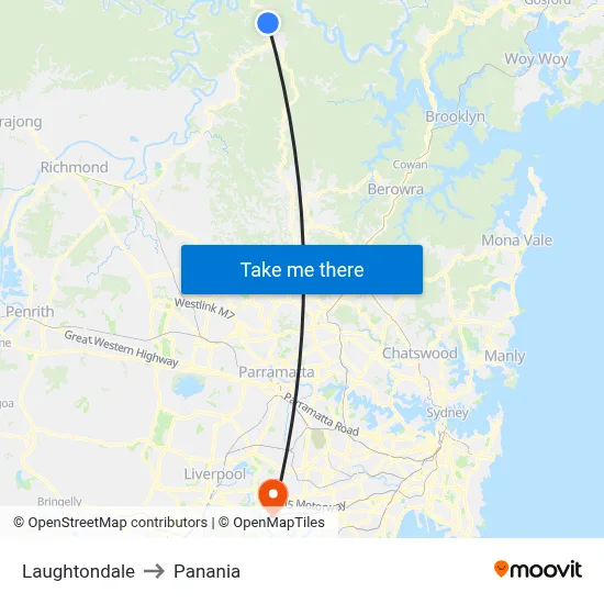 Laughtondale to Panania map