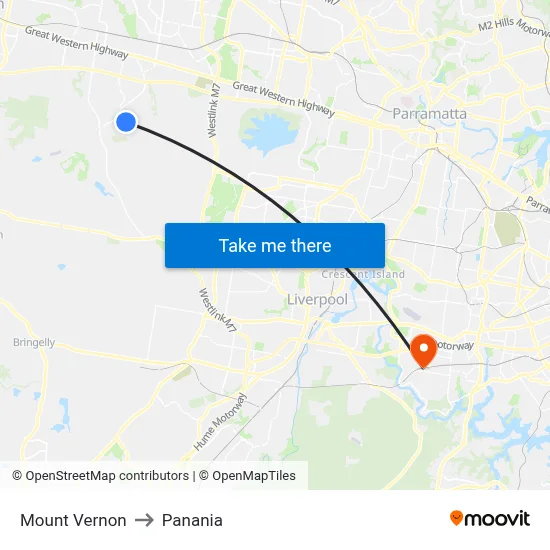 Mount Vernon to Panania map