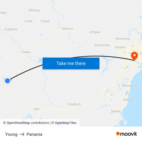 Young to Panania map