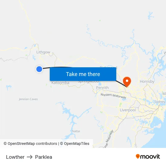 Lowther to Parklea map