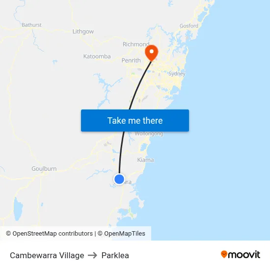 Cambewarra Village to Parklea map
