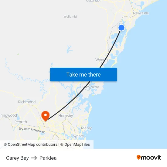 Carey Bay to Parklea map