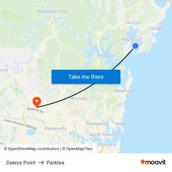 Daleys Point to Parklea map