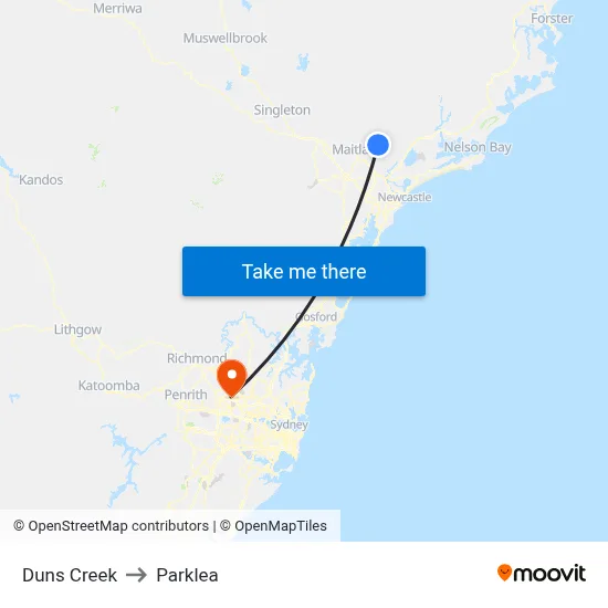 Duns Creek to Parklea map
