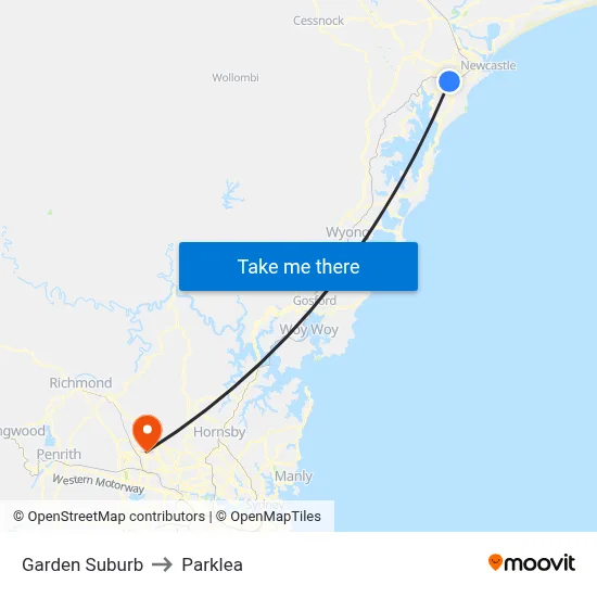 Garden Suburb to Parklea map