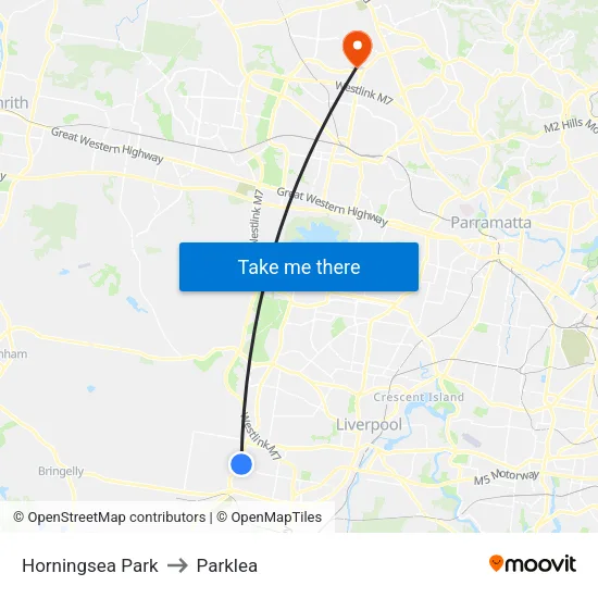 Horningsea Park to Parklea map