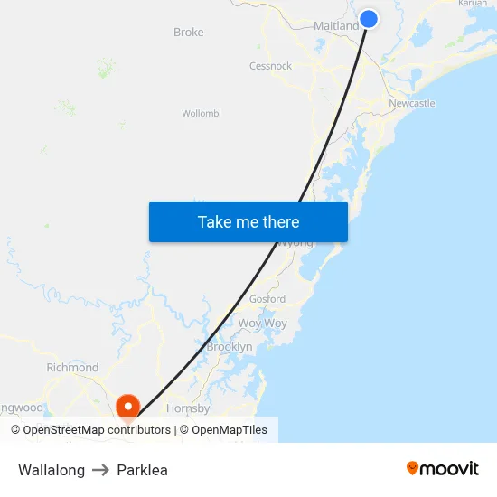 Wallalong to Parklea map