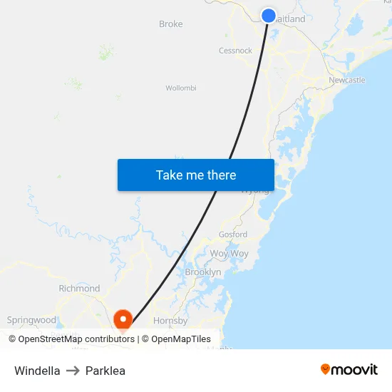 Windella to Parklea map