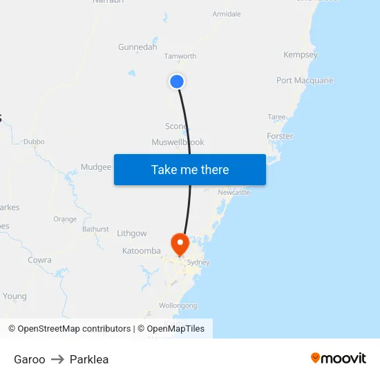Garoo to Parklea map