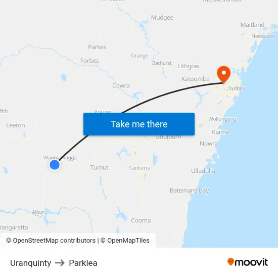Uranquinty to Parklea map