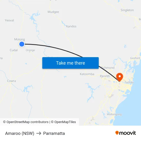 Amaroo (NSW) to Parramatta map