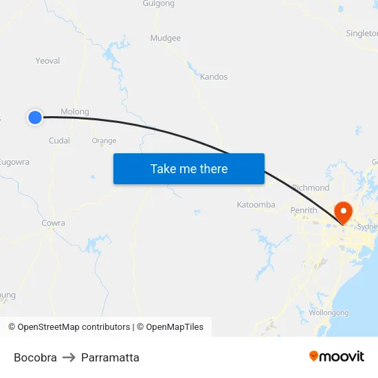 Bocobra to Parramatta map