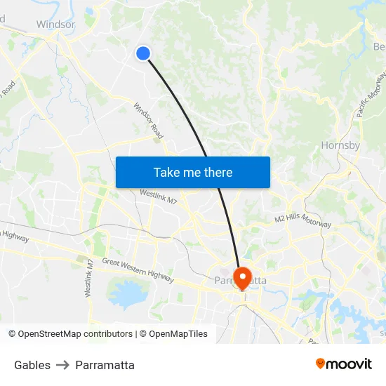 Gables to Parramatta map