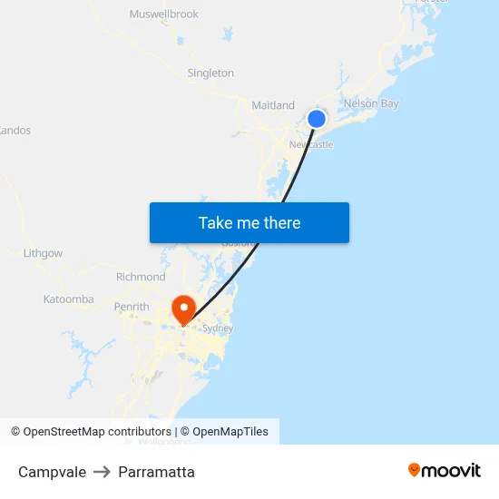 Campvale to Parramatta map