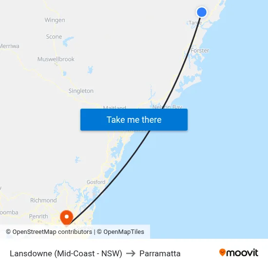 Lansdowne (Mid-Coast - NSW) to Parramatta map