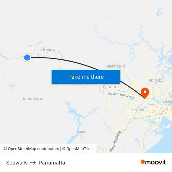 Sodwalls to Parramatta map