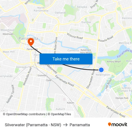 Silverwater (Parramatta - NSW) to Parramatta map