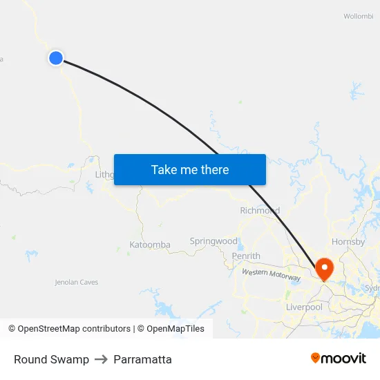 Round Swamp to Parramatta map