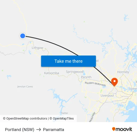 Portland (NSW) to Parramatta map