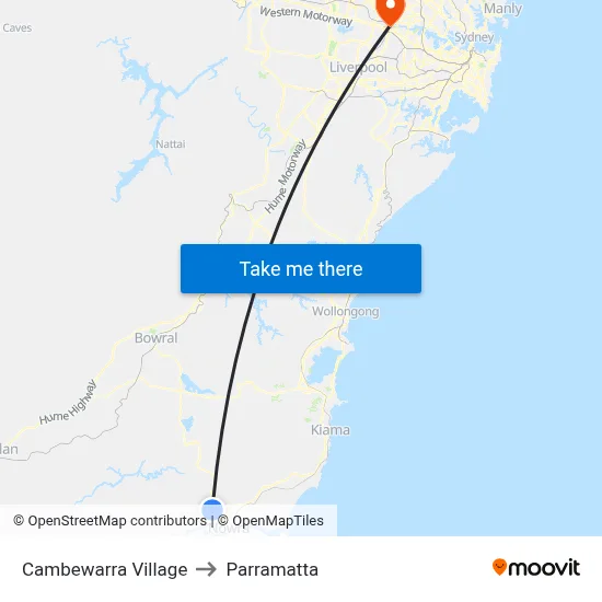 Cambewarra Village to Parramatta map